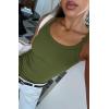 imageATHMILE Women Tank Top Sleeveless Scoop Neck Form Fitting Ribbed Knit Basic Cami Shirts2olive Greenlong