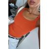 imageATHMILE Women Tank Top Sleeveless Scoop Neck Form Fitting Ribbed Knit Basic Cami Shirts2orangelong