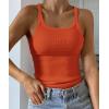 imageATHMILE Women Tank Top Sleeveless Scoop Neck Form Fitting Ribbed Knit Basic Cami Shirts2orangelong