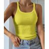 imageATHMILE Women Tank Top Sleeveless Scoop Neck Form Fitting Ribbed Knit Basic Cami Shirts2yellowlong