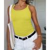 imageATHMILE Women Tank Top Sleeveless Scoop Neck Form Fitting Ribbed Knit Basic Cami Shirts2yellowlong