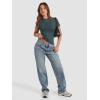 imageATHMILE Womens Basic TShirts Going Out Crop Tops Tight Slim Fit Cute Teen Girls Short SleeveLong Sleeve Y2k Clothes1haze Blue