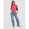 imageATHMILE Womens Basic TShirts Going Out Crop Tops Tight Slim Fit Cute Teen Girls Short SleeveLong Sleeve Y2k Clothes1hot Pink