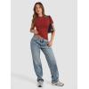 imageATHMILE Womens Basic TShirts Going Out Crop Tops Tight Slim Fit Cute Teen Girls Short SleeveLong Sleeve Y2k Clothes1red