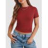 imageATHMILE Womens Basic TShirts Going Out Crop Tops Tight Slim Fit Cute Teen Girls Short SleeveLong Sleeve Y2k Clothes1red