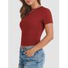 imageATHMILE Womens Basic TShirts Going Out Crop Tops Tight Slim Fit Cute Teen Girls Short SleeveLong Sleeve Y2k Clothes1red