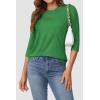 imageATHMILE Womens Casual 34 Sleeve TShirts Round Neck Cute Tunic Summer Tops Basic Tees Fall Blouses Loose Fit PulloverLucky Green