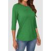 imageATHMILE Womens Casual 34 Sleeve TShirts Round Neck Cute Tunic Summer Tops Basic Tees Fall Blouses Loose Fit PulloverLucky Green