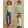 imageATHMILE Womens Long Sleeve Round Neck Shirts Basic Tee Casual Top Fall Trendy Tunic Outfits Fitted T ShirtsFruit Green