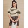 imageATHMILE Womens Puff Short Sleeve Sweater Tops 2025 Spring Summer Trendy Crew Neck Casual T Shirts BlousesBlack Stripe