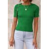 imageATHMILE Womens Ribbed Knit T Shirt Casual Crewneck Tops Short SleeveLong Sleeve Sweaters Slim Fit Basic TeesLucky Greenshort Sleeve