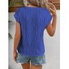 imageATHMILE Womens Short Sleeve Summer Tops Crewneck Textured Shirts Basic T Shirt Casual Work BlousesBlue