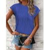 imageATHMILE Womens Short Sleeve Summer Tops Crewneck Textured Shirts Basic T Shirt Casual Work BlousesBlue