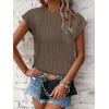 imageATHMILE Womens Short Sleeve Summer Tops Crewneck Textured Shirts Basic T Shirt Casual Work BlousesCoffee