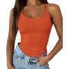 imageATHMILE Women Tank Top Sleeveless Scoop Neck Form Fitting Ribbed Knit Basic Cami Shirts2orangelong