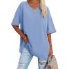 imageATHMILE Womens Oversized T Shirts V Neck Tees Half Sleeve Cozy Comfy Tunic 2024 Y2K Tops CasualIce Blue