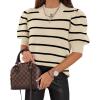 imageATHMILE Womens Puff Short Sleeve Sweater Tops 2025 Spring Summer Trendy Crew Neck Casual T Shirts BlousesBlack Stripe