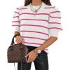 imageATHMILE Womens Puff Short Sleeve Sweater Tops 2025 Spring Summer Trendy Crew Neck Casual T Shirts BlousesRed Stripe