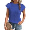 imageATHMILE Womens Short Sleeve Summer Tops Crewneck Textured Shirts Basic T Shirt Casual Work BlousesBlue