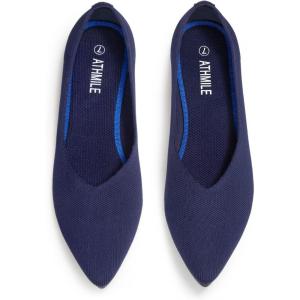 imageATHMILE Pointed Toe Flats for Women Dressy Bronze Work Shoes Business Casul Knit Ballet Flats Slip on Office Ladies Comforttable DressBlue
