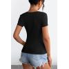 imageATHMILE Women Short Sleeve V Neck Ribbed Knit Fitted Shirts Basic Tees Tops 2025 Summer Casual TShirts Going Out OutfitsBlack