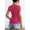 imageATHMILE Women Short Sleeve V Neck Ribbed Knit Fitted Shirts Basic Tees Tops 2025 Summer Casual TShirts Going Out OutfitsHot Pink
