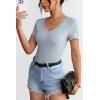 imageATHMILE Women Short Sleeve V Neck Ribbed Knit Fitted Shirts Basic Tees Tops 2025 Summer Casual TShirts Going Out OutfitsLight Blue