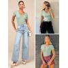 imageATHMILE Women Short Sleeve V Neck Ribbed Knit Fitted Shirts Basic Tees Tops 2025 Summer Casual TShirts Going Out OutfitsSage Green