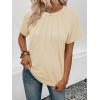 imageATHMILE Womens Short Sleeve Shirts Trendy Dressy Tops Business Casual Tee Fashion Knitted Blouses Y2k Outfits 2025Apricot
