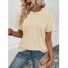 imageATHMILE Womens Short Sleeve Shirts Trendy Dressy Tops Business Casual Tee Fashion Knitted Blouses Y2k Outfits 2025Apricot