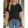 imageATHMILE Womens Short Sleeve Shirts Trendy Dressy Tops Business Casual Tee Fashion Knitted Blouses Y2k Outfits 2025Black
