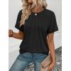 imageATHMILE Womens Short Sleeve Shirts Trendy Dressy Tops Business Casual Tee Fashion Knitted Blouses Y2k Outfits 2025Black