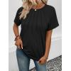 imageATHMILE Womens Short Sleeve Shirts Trendy Dressy Tops Business Casual Tee Fashion Knitted Blouses Y2k Outfits 2025Black