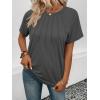 imageATHMILE Womens Short Sleeve Shirts Trendy Dressy Tops Business Casual Tee Fashion Knitted Blouses Y2k Outfits 2025Dark Grey