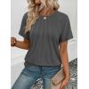 imageATHMILE Womens Short Sleeve Shirts Trendy Dressy Tops Business Casual Tee Fashion Knitted Blouses Y2k Outfits 2025Dark Grey
