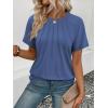 imageATHMILE Womens Short Sleeve Shirts Trendy Dressy Tops Business Casual Tee Fashion Knitted Blouses Y2k Outfits 2025Grey Blue