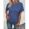 imageATHMILE Womens Short Sleeve Shirts Trendy Dressy Tops Business Casual Tee Fashion Knitted Blouses Y2k Outfits 2025Grey Blue