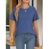 imageATHMILE Womens Short Sleeve Shirts Trendy Dressy Tops Business Casual Tee Fashion Knitted Blouses Y2k Outfits 2025Grey Blue
