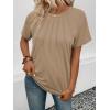 imageATHMILE Womens Short Sleeve Shirts Trendy Dressy Tops Business Casual Tee Fashion Knitted Blouses Y2k Outfits 2025Khaki