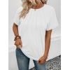 imageATHMILE Womens Short Sleeve Shirts Trendy Dressy Tops Business Casual Tee Fashion Knitted Blouses Y2k Outfits 2025White