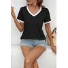 imageATHMILE Womens Short Sleeve TShirts Summer Tops Casual Soft Tunic V Neck Basic Workout Clothes Spring Fashion Outfits 2025Black