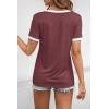 imageATHMILE Womens Short Sleeve TShirts Summer Tops Casual Soft Tunic V Neck Basic Workout Clothes Spring Fashion Outfits 2025Wine Red
