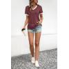 imageATHMILE Womens Short Sleeve TShirts Summer Tops Casual Soft Tunic V Neck Basic Workout Clothes Spring Fashion Outfits 2025Wine Red