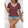 imageATHMILE Womens Short Sleeve TShirts Summer Tops Casual Soft Tunic V Neck Basic Workout Clothes Spring Fashion Outfits 2025Wine Red