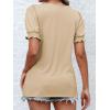imageATHMILE Womens Summer Tops Square Neck Dressy Casual Ruffle Trim Sleeve Cute T Shirts Trendy ClothesBeige