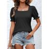 imageATHMILE Womens Summer Tops Square Neck Dressy Casual Ruffle Trim Sleeve Cute T Shirts Trendy ClothesBlack
