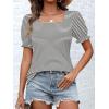 imageATHMILE Womens Summer Tops Square Neck Dressy Casual Ruffle Trim Sleeve Cute T Shirts Trendy ClothesBlackstripe