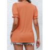 imageATHMILE Womens Summer Tops Square Neck Dressy Casual Ruffle Trim Sleeve Cute T Shirts Trendy ClothesCoral