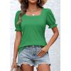 imageATHMILE Womens Summer Tops Square Neck Dressy Casual Ruffle Trim Sleeve Cute T Shirts Trendy ClothesGreen