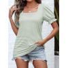 imageATHMILE Womens Summer Tops Square Neck Dressy Casual Ruffle Trim Sleeve Cute T Shirts Trendy ClothesGreenstripe